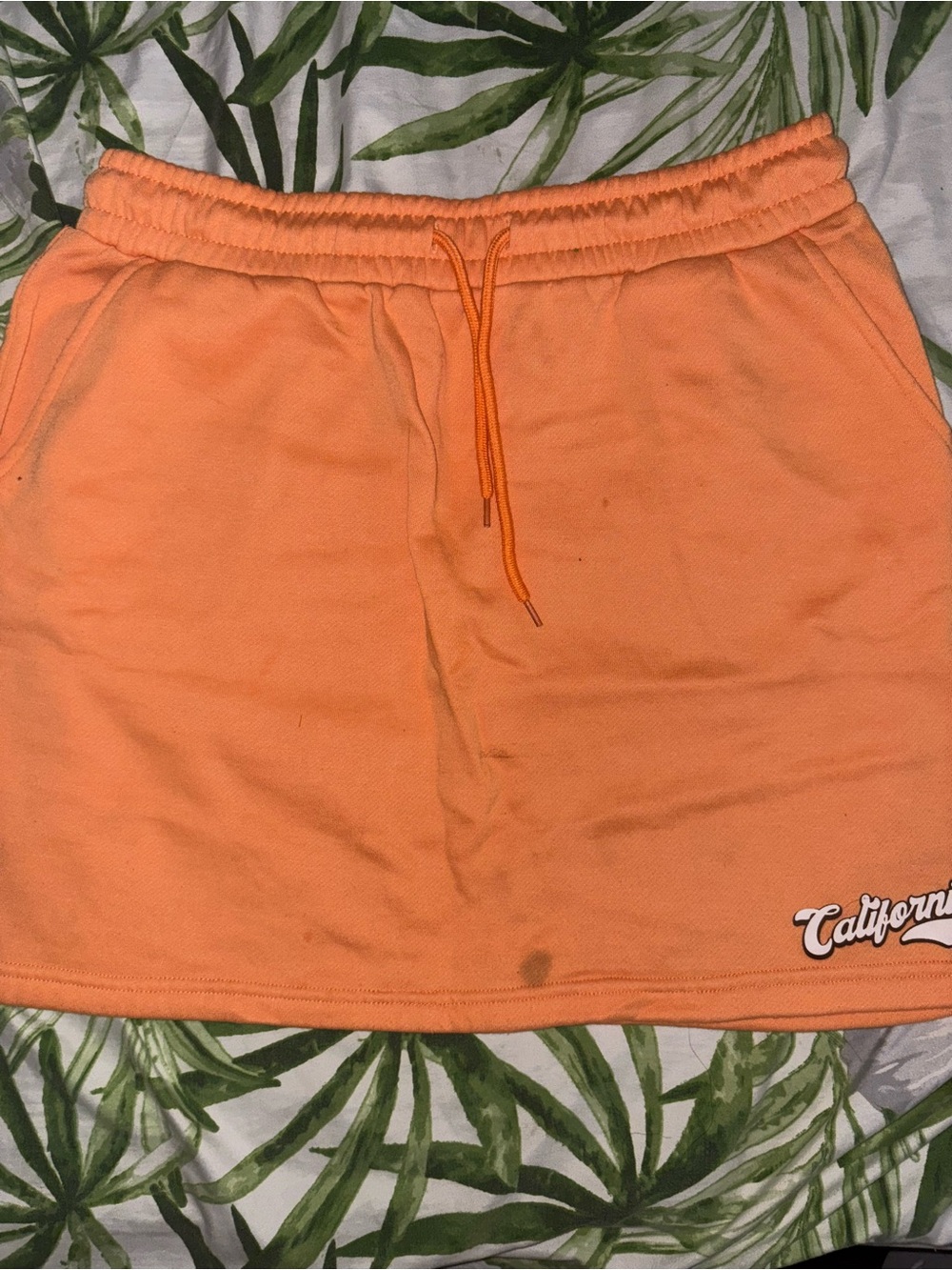 Orange Casual Drawstring Skirt